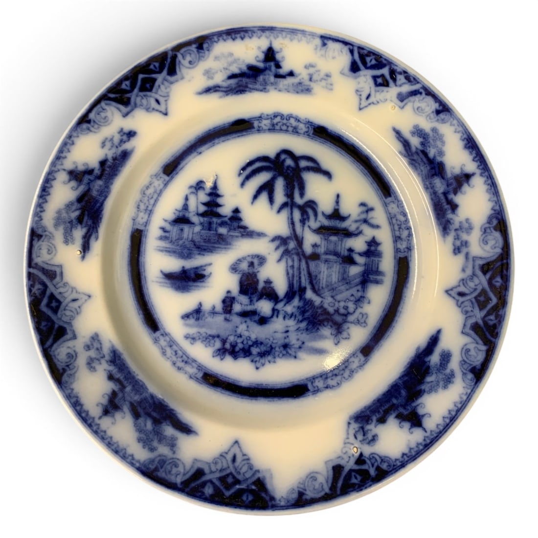 Antique Flow Blue Ironstone Plate: Antique Flow Blue Ironstone Plate Produced By Petrus RegoutMarked On Bottom: Petrus Regout, Maastricht, Honc, Made In Holland8 3/4" Diameter
