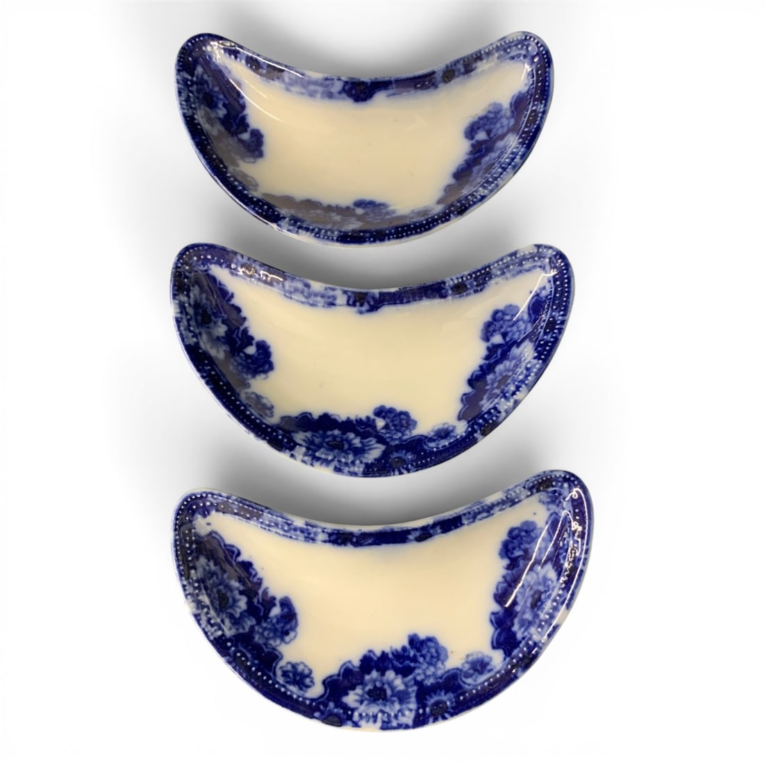 3 Antique Flow Blue Bone Dishes (1 of 6)