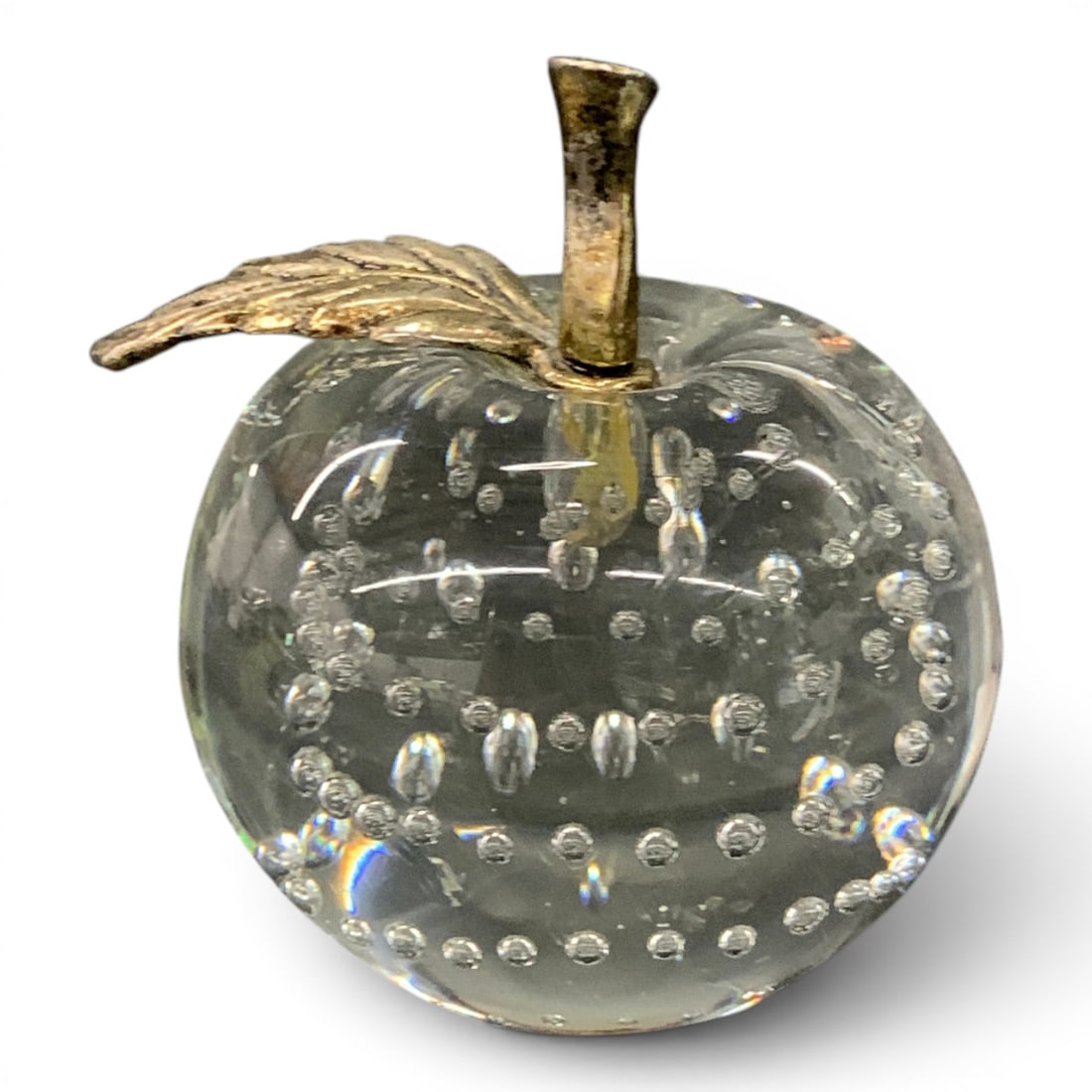 Vintage Style Clear Glass Apple Paperweight (1 of 3)