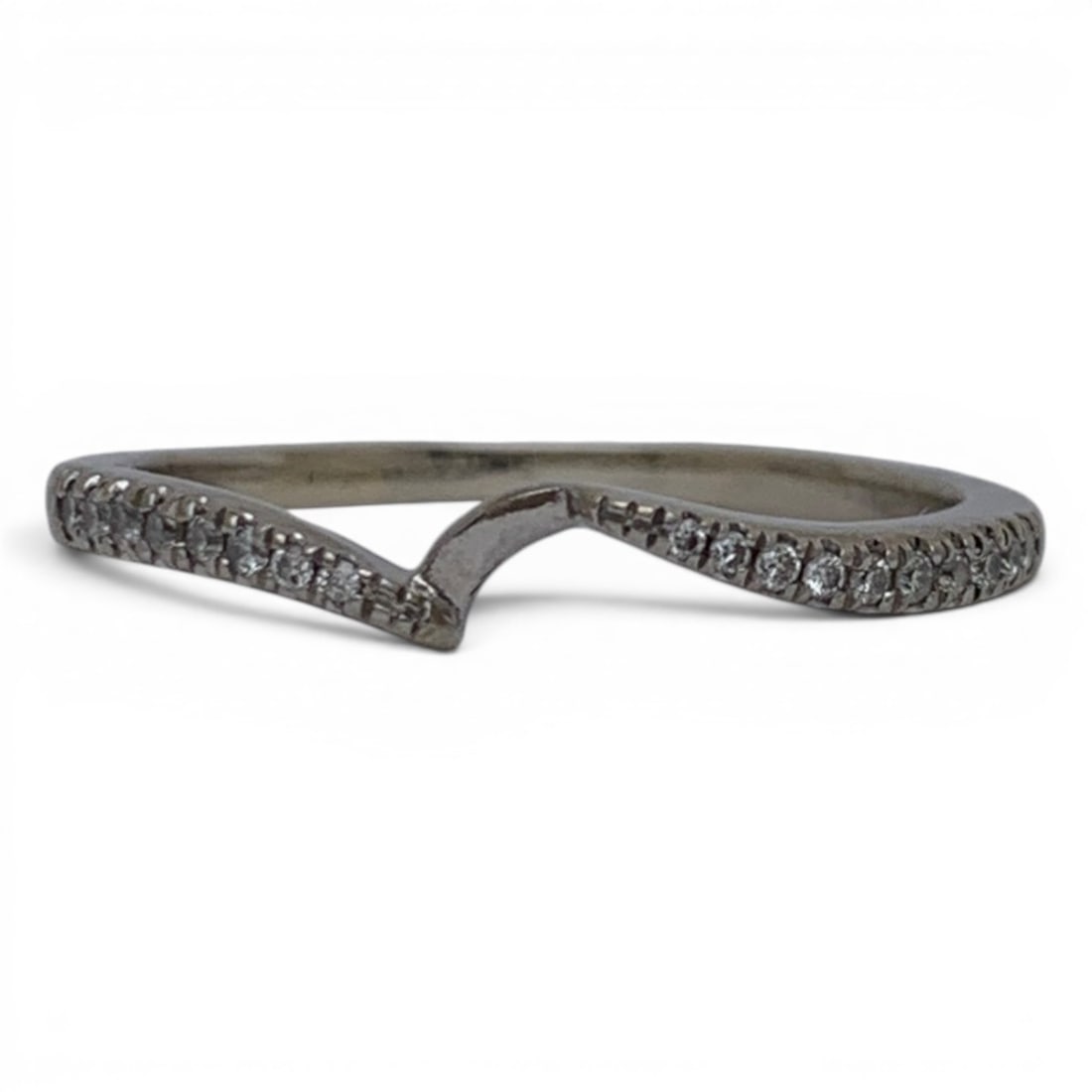 14k White Gold & Diamond Ring Jacket: 14k White Gold Ring Jacket Featuring Round Cut White Diamonds Tests 14k - Size 9 - 1.4 DwtGemstones Tested With Presidium Gem Tester Il - Berners Does Not Guarantee Authenticity Of Gemstones