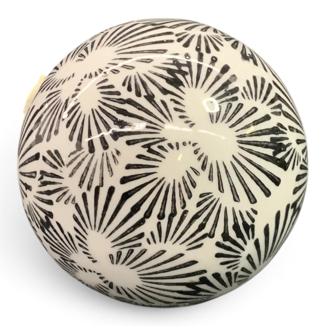 Round Black & White Glass Ball Sculpture: Round Black & White Glass Ball Sculpture 3 3/8" Tall