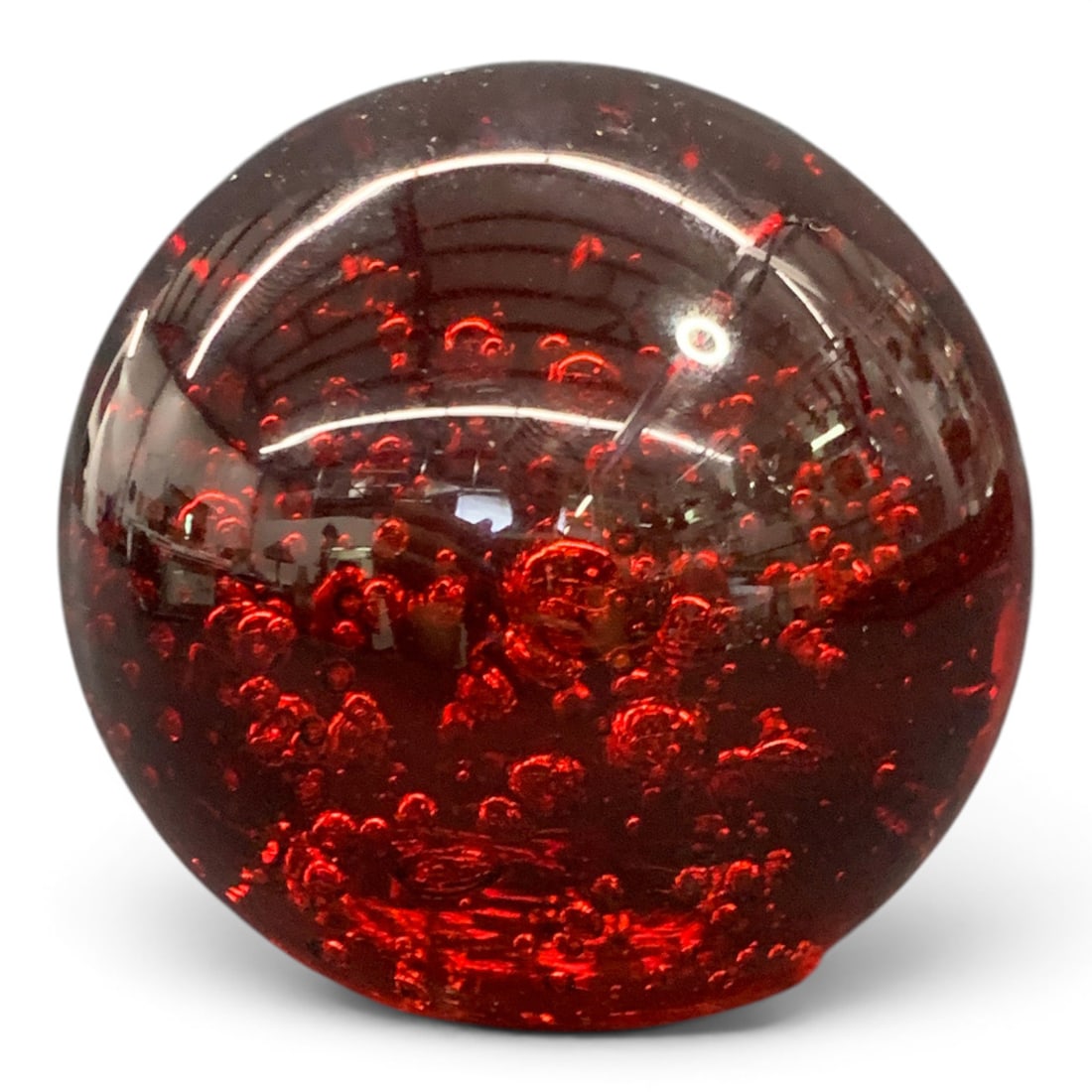 Red Glass Bubble Paperweight - 2