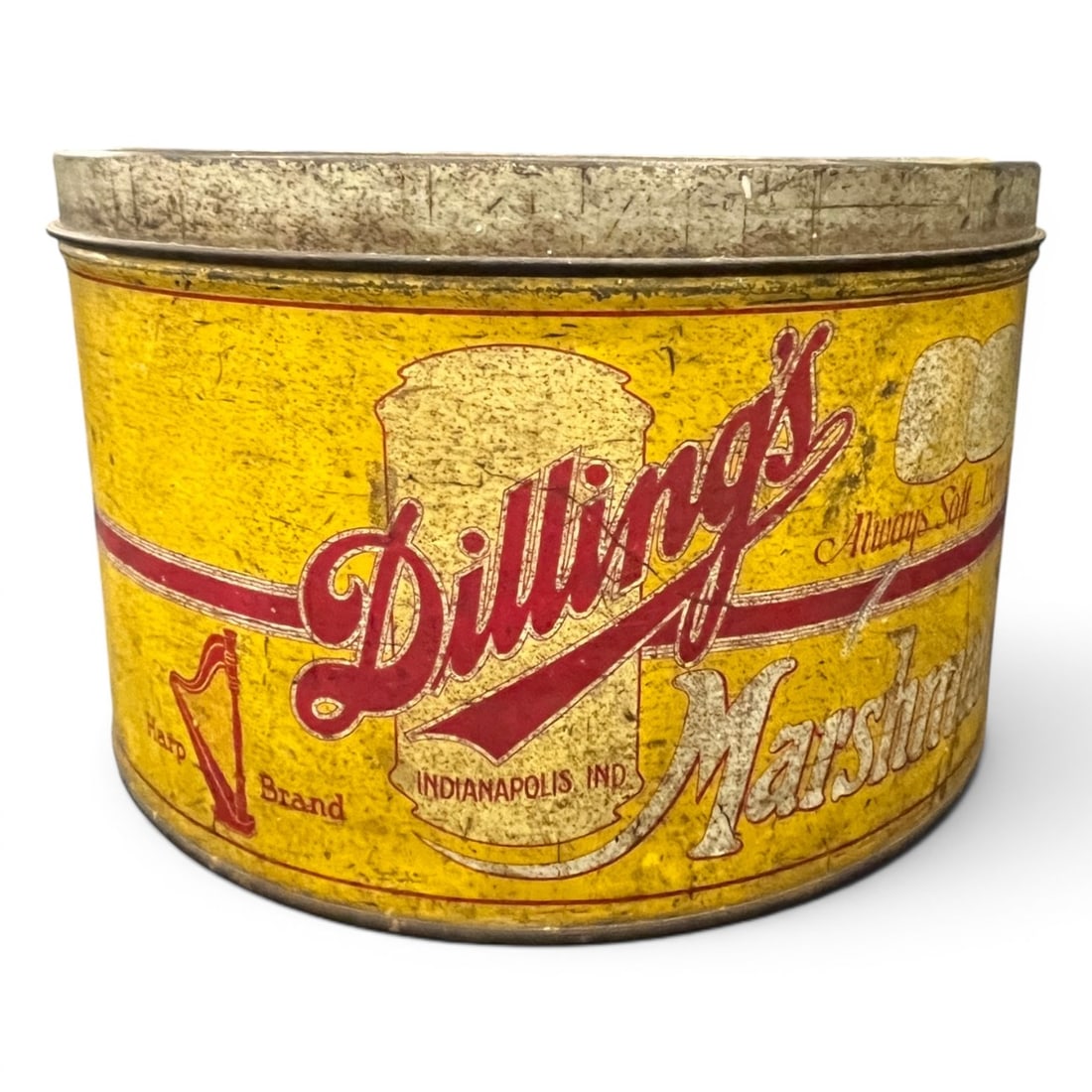 Vintage Dilling & Co's Confections Tin: Vintage Dilling & Co's Confections Tin6" Tall - 10" DiameterShows Wear