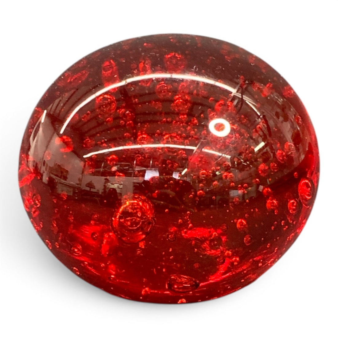 Red Glass Bubble Paperweight (1 of 2)
