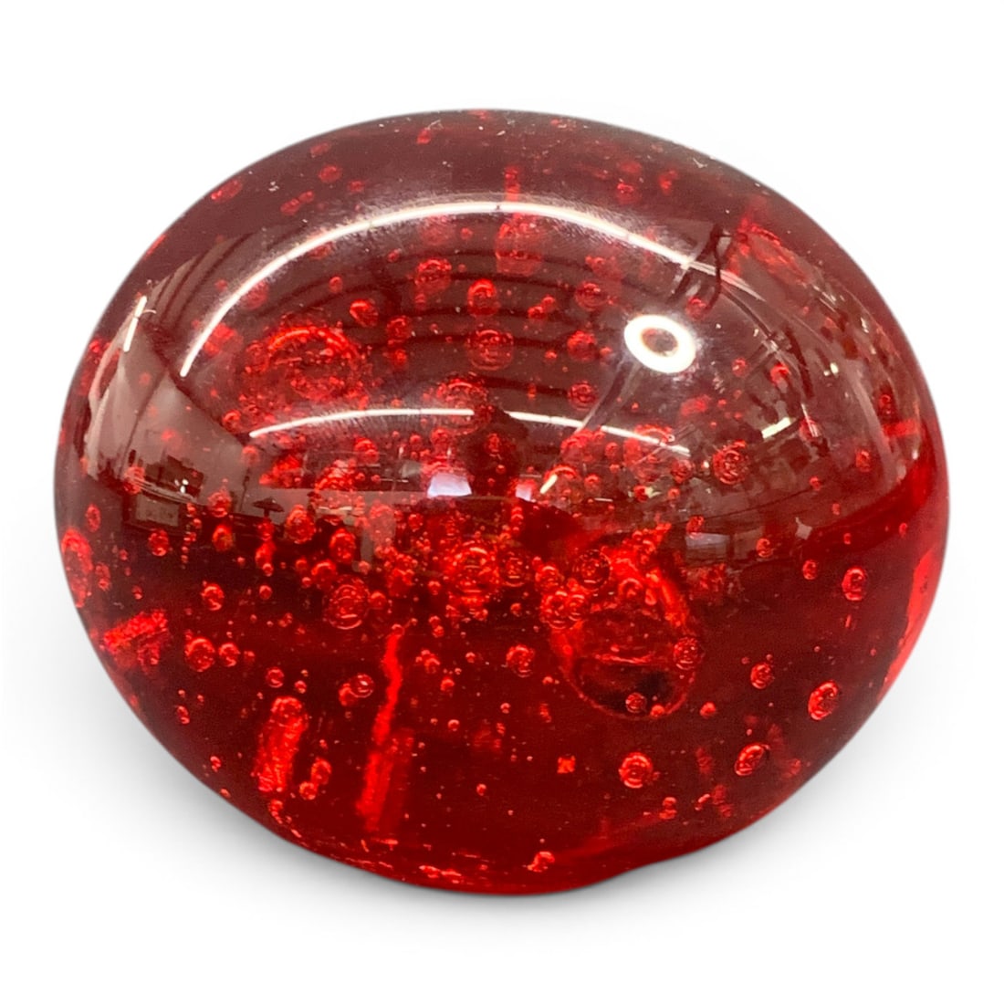 Red Glass Bubble Paperweight - 2