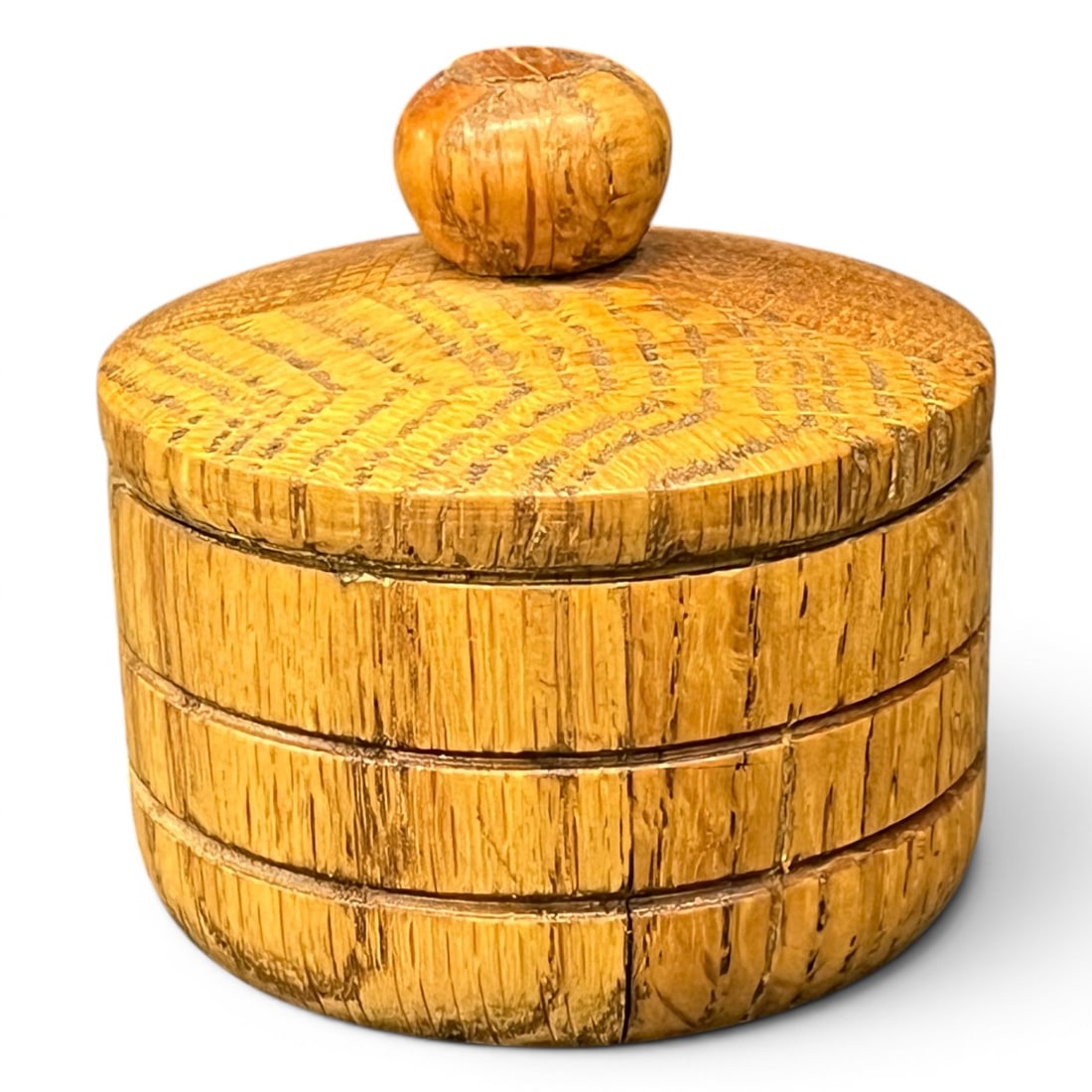 Vintage Wooden Lidded Bowl: Vintage Wooden Lidded BowlMarked On Bottom: G M W 3" Tall