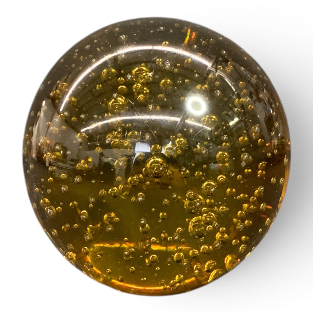 Yellow Glass Bubble Paperweight (1 of 2)