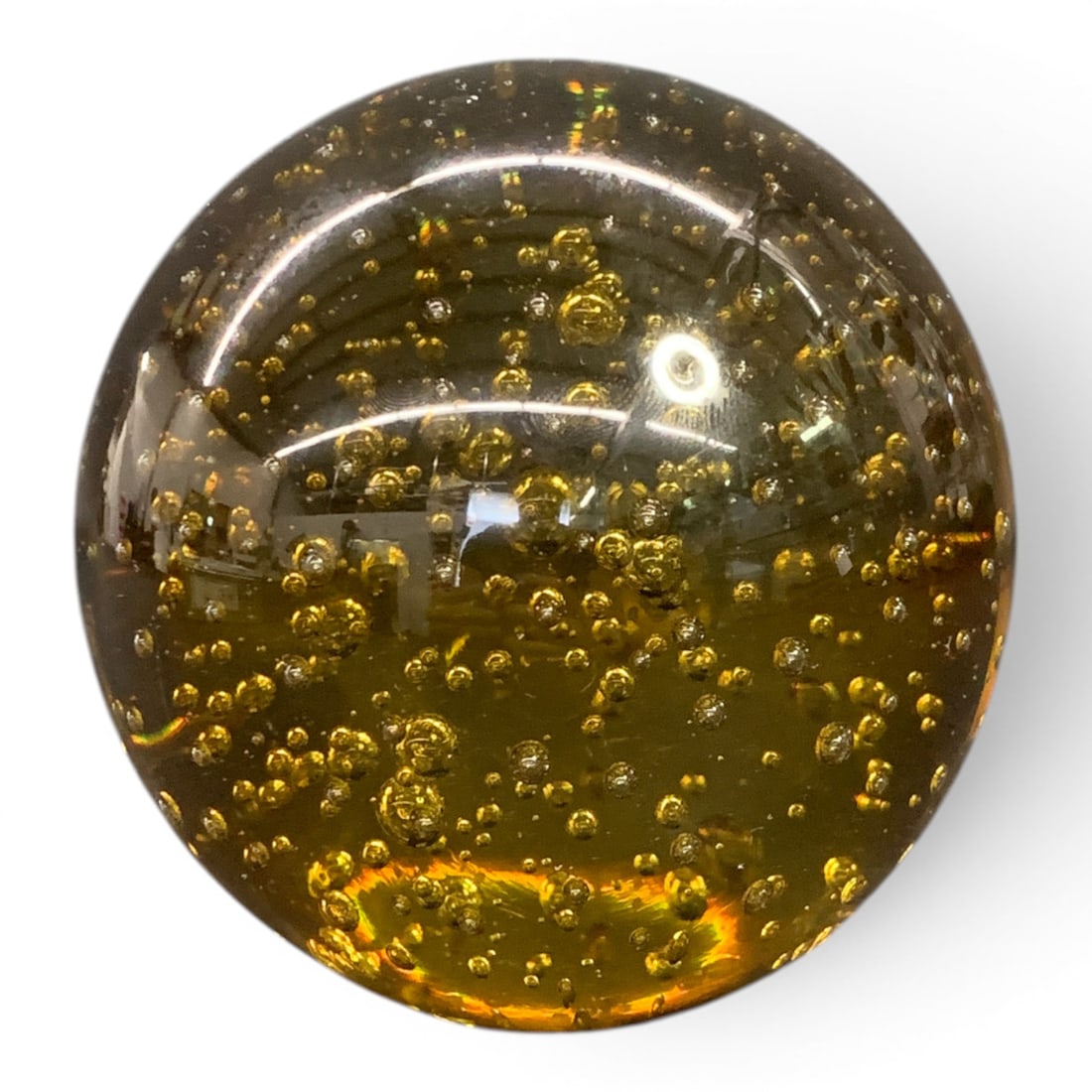 Yellow Glass Bubble Paperweight - 2