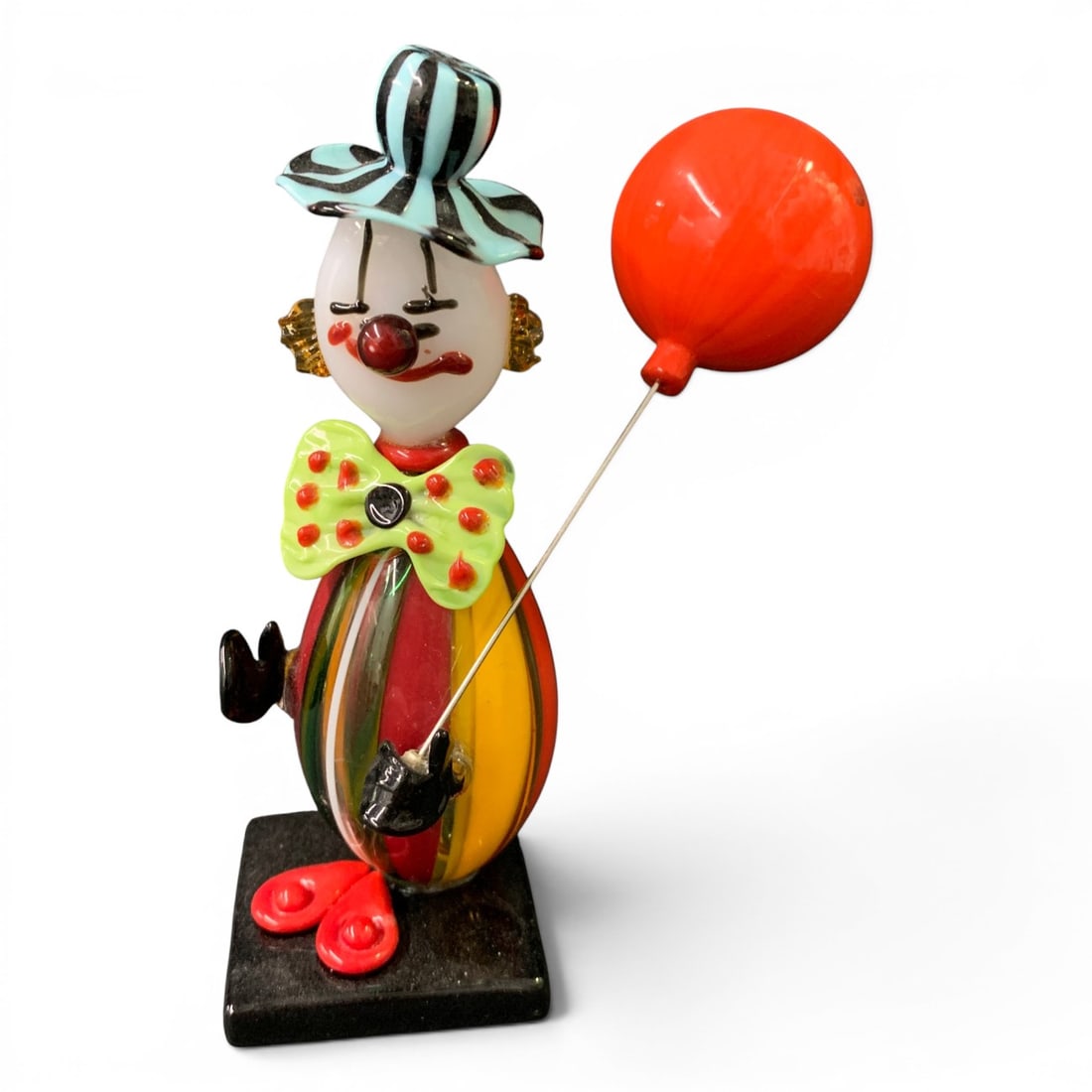 Vintage Murano Art Glass Clown Figurine: Vintage Murano Art Glass Clown Figurine Holding A Balloon5 7/8" Tall