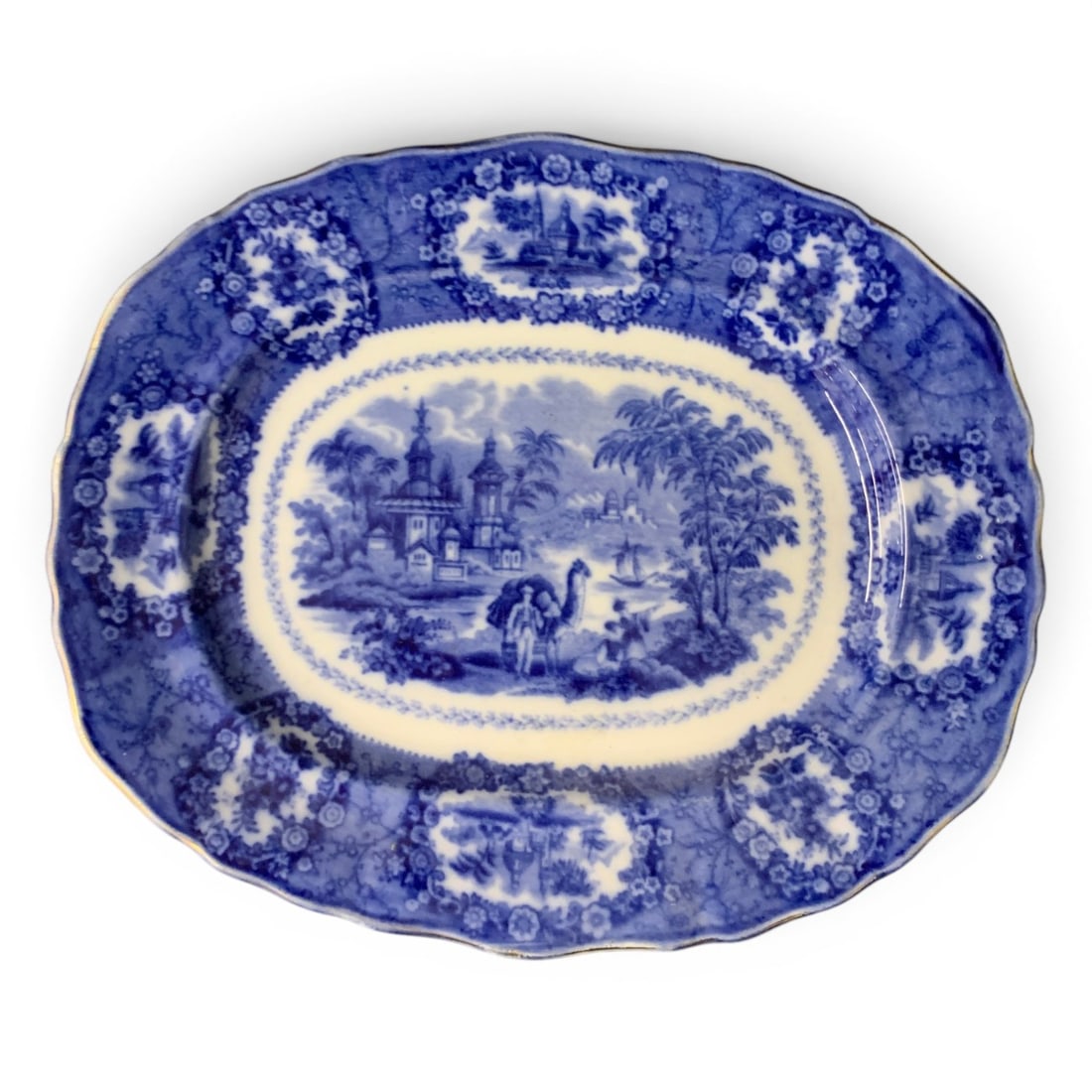 Antique Flow Blue Nonpareil Serving Platter (1 of 5)