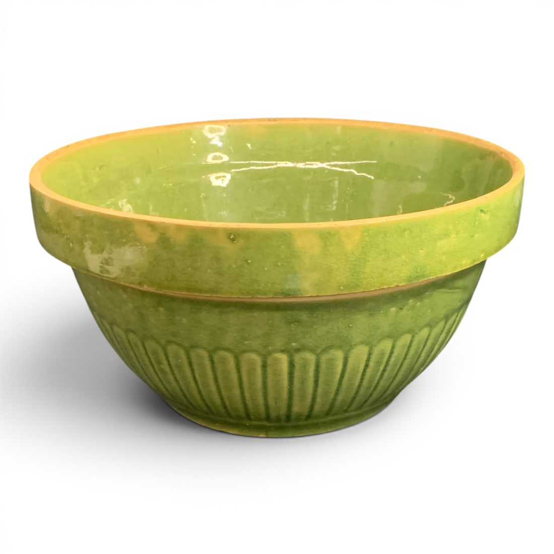Vintage Green Glazed Mixing Bowl (1 of 4)