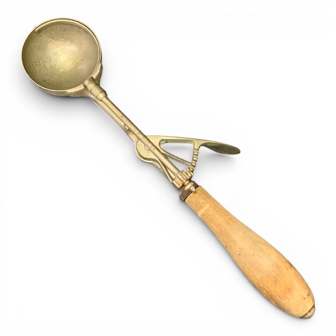 Vintage Gilchrist Ice Cream Scoop: Vintage Gilchrist Ice Cream Scooper Featuring A Wooden Handle Marked: Gilchrist, 31 Size 2011" Long