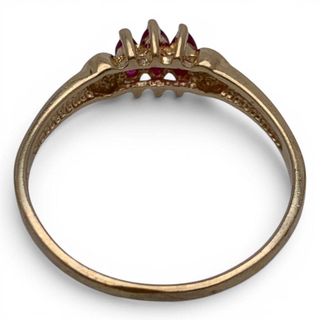 14k Yellow Gold Ruby & Diamond Ring - 4