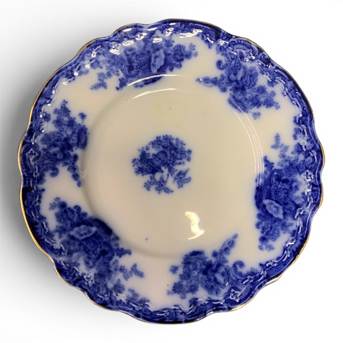 19th Century Arcadia Pattern Flow Blue Plate: 19th Century Arcadia Pattern Flow Blue PlateMarked On Bottom: Arcadia, Royal Staffordshire Pottery, Burslem England, F 8" Diameter