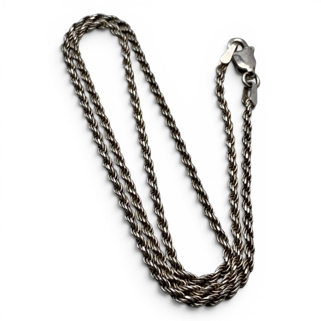Sterling Silver Italian Rope Necklace: Sterling Silver Italian Necklace With A Rope Design Marked 925 - 16" Long - 5.1 Grams