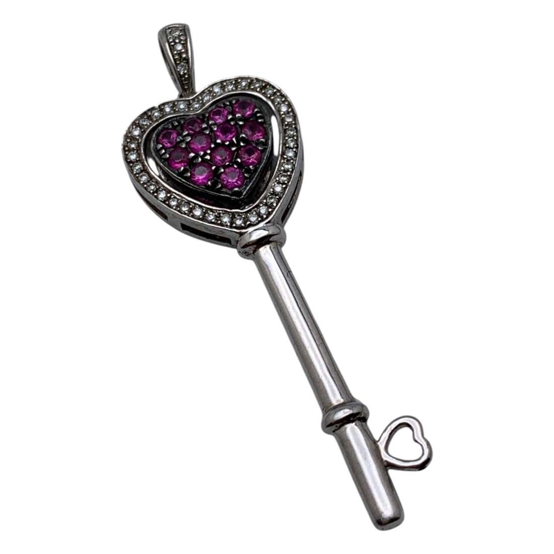 Silver & Colored Stone Reversible Key Pendant (1 of 3)