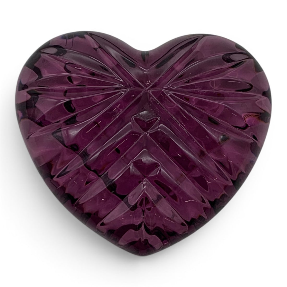 Waterford Purple Glass Heart Paperweight: Waterford Purple Glass Heart Paperweight Marked On Side: Waterford2 1/2" Long