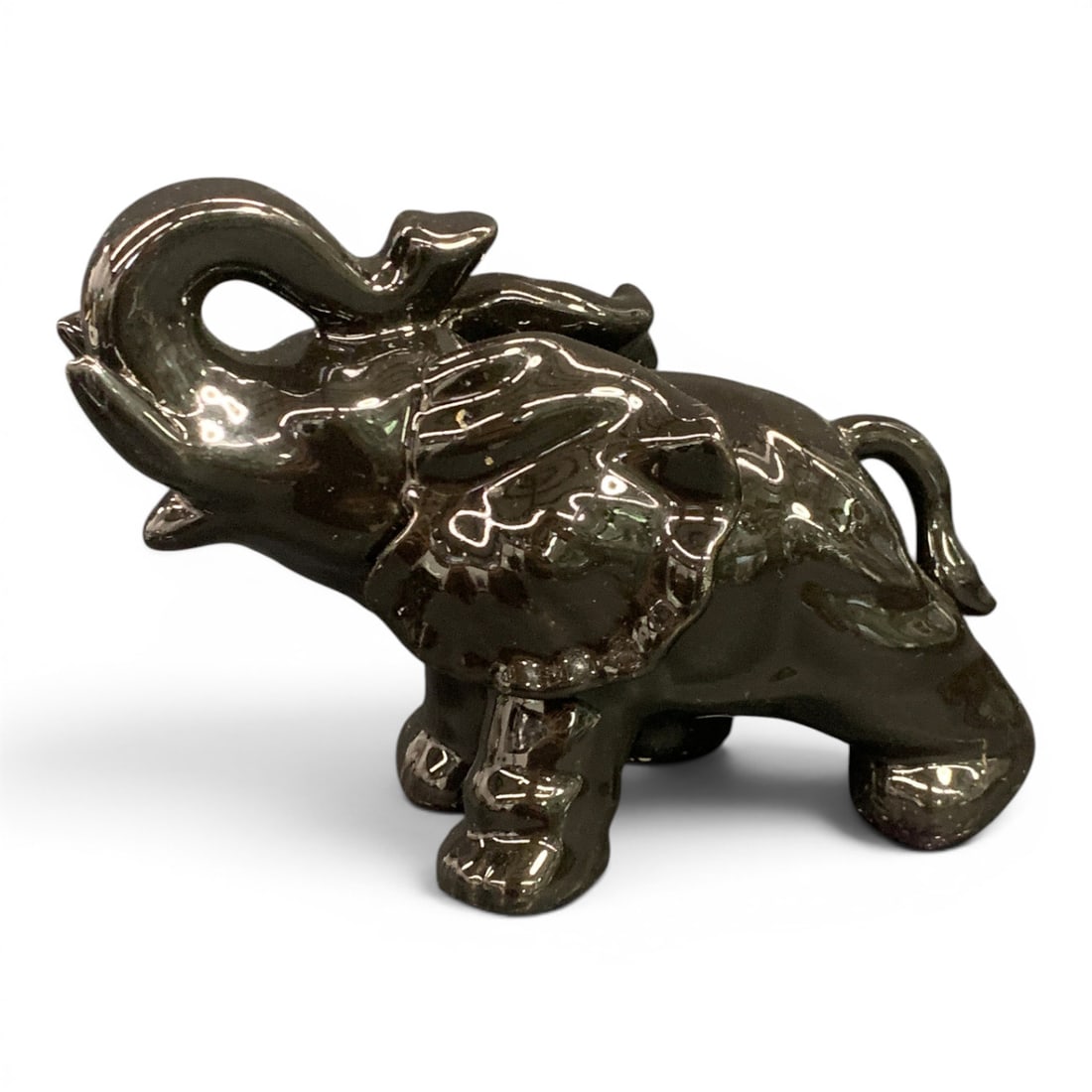 Glossy Black Ceramic Elephant Figurine (1 of 3)