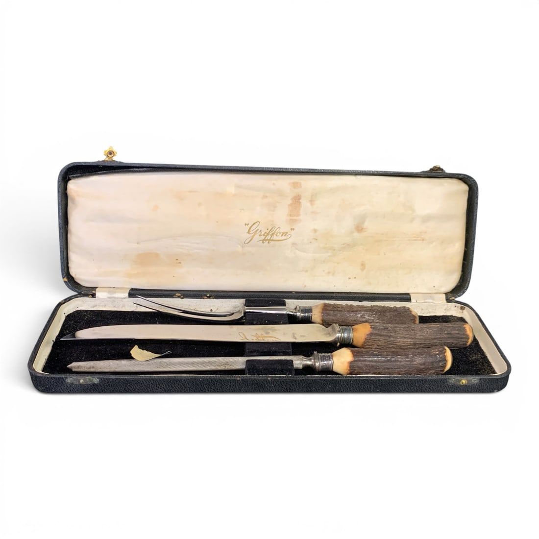 Vintage Griffon Sheffield Antler Carving Set (1 of 8)