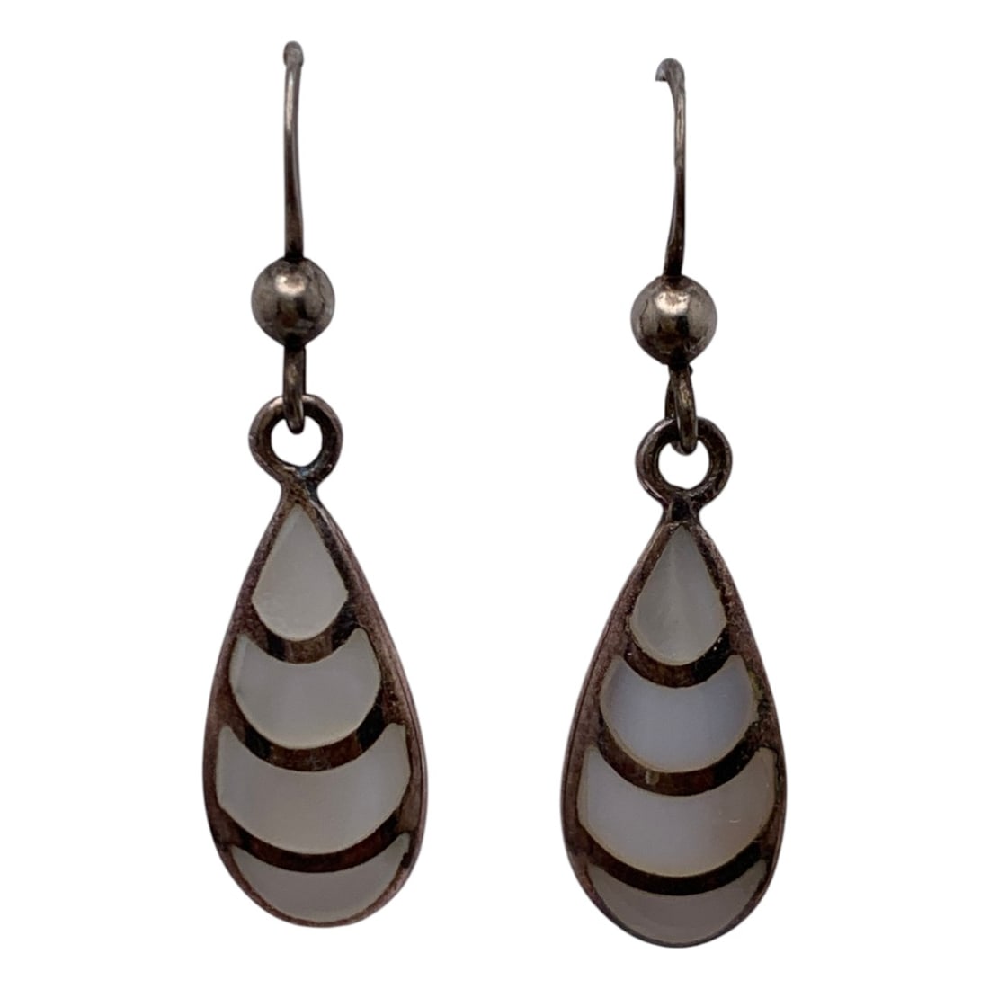 Pair Of Sterling & Mother Of Pearl Earrings: Pair Of Sterling & Mother Of Pearl Earrings Marked 925 - 1 1/4" Long - 2.9 Grams