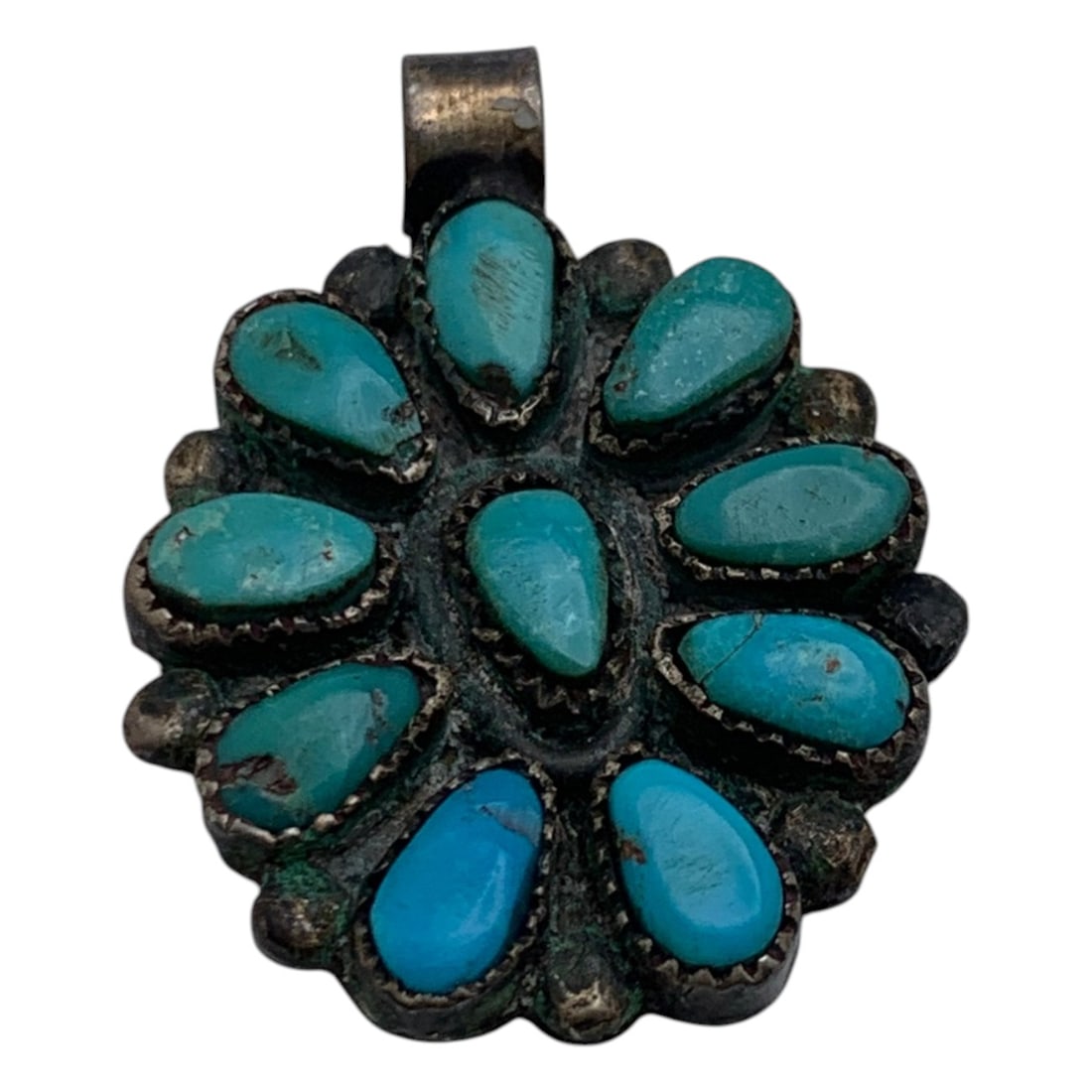 Silver & Blue Turquoise Pendant: Silver & Blue Turquoise Pendant Tests Silver - 1 1/8" Long - 4.6 Grams