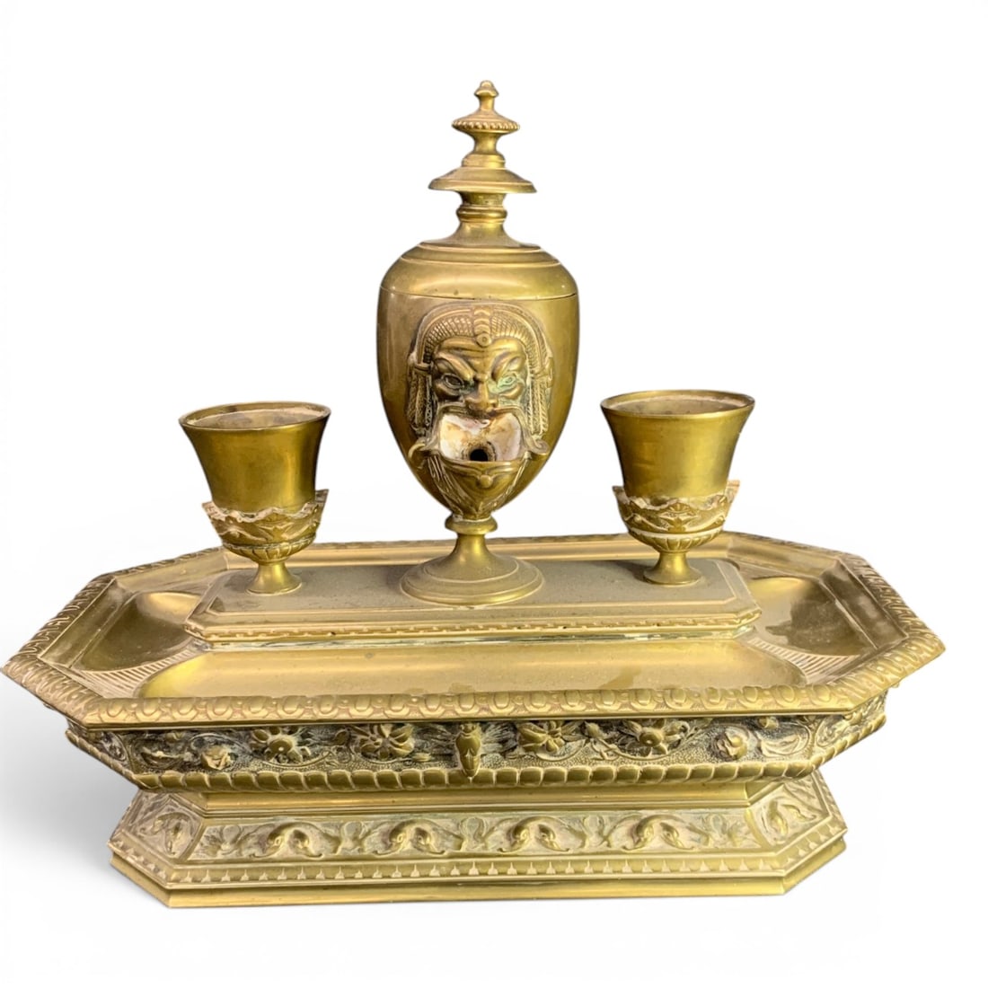 Antique Victorian Style Brass Desk Inkwell (1 of 6)