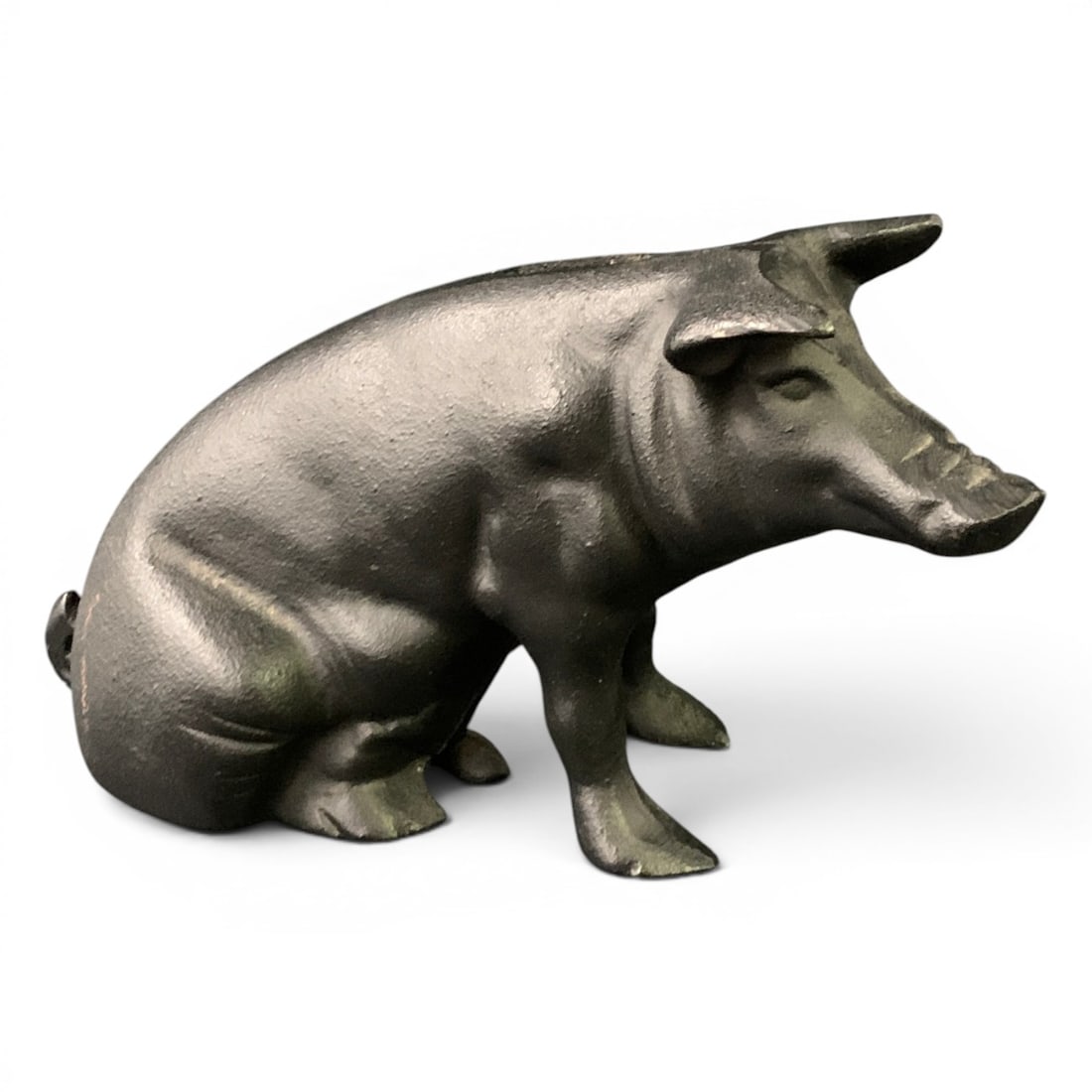 Vintage Black Cast Iron Pig Coin Bank: Vintage Black Cast Iron Pig Coin Bank10" Long