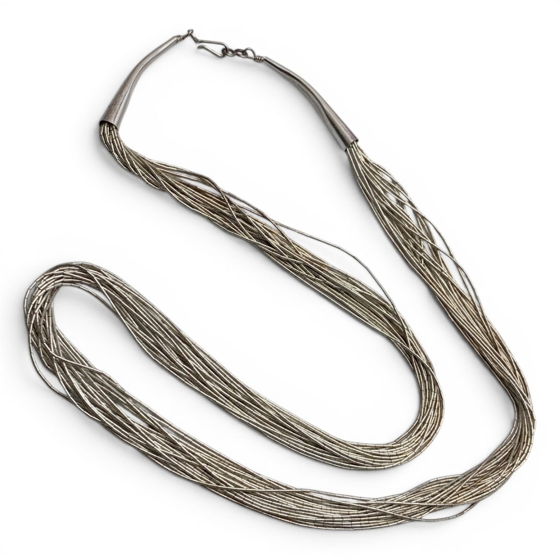 Sterling Silver Multi Strand Necklace: Sterling Silver Multi Strand Necklace Marked Sterling - 24 1/2" Long - 22.9 Grams