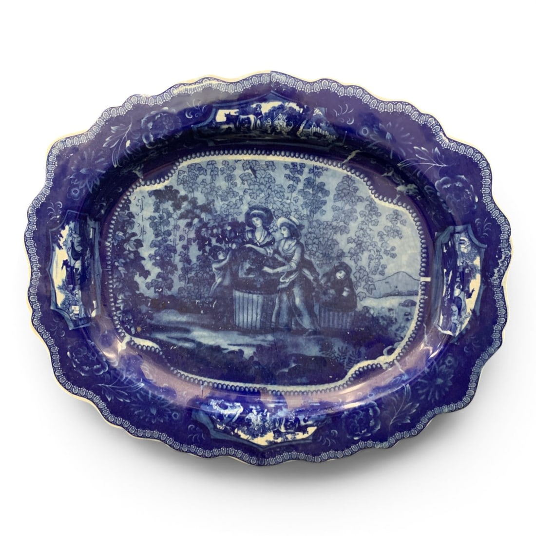 Large Blue & White Decorated Transferware Platter (1 of 5)