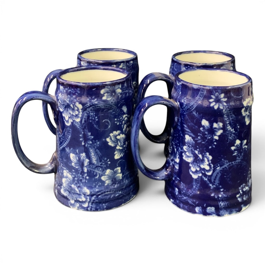 4 White & Blue Decorated Ceramic Jugs (1 of 5)