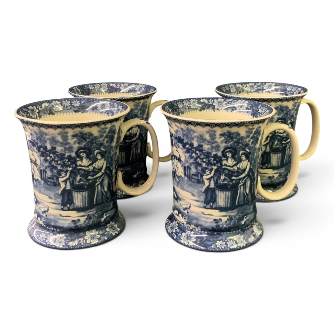 4 Vintage Ceramic Transferware Mugs: 4 Vintage Ceramic Transferware MugsBears Seal On Bottom4 1/2" Tall