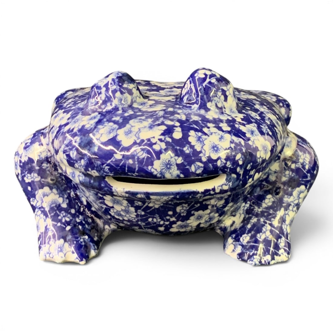 Calico Hand Painted Bullfrog Sculpture: Calico Hand Painted Bullfrog Sculpture 5 1/2" Tall - 11 1/2" Long