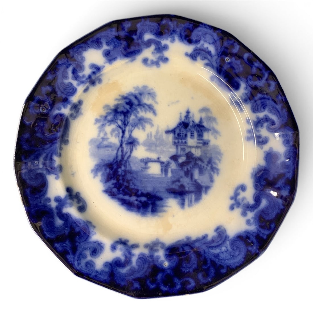 Antique Victorian Era Flow Blue Transferware Plate (1 of 5)