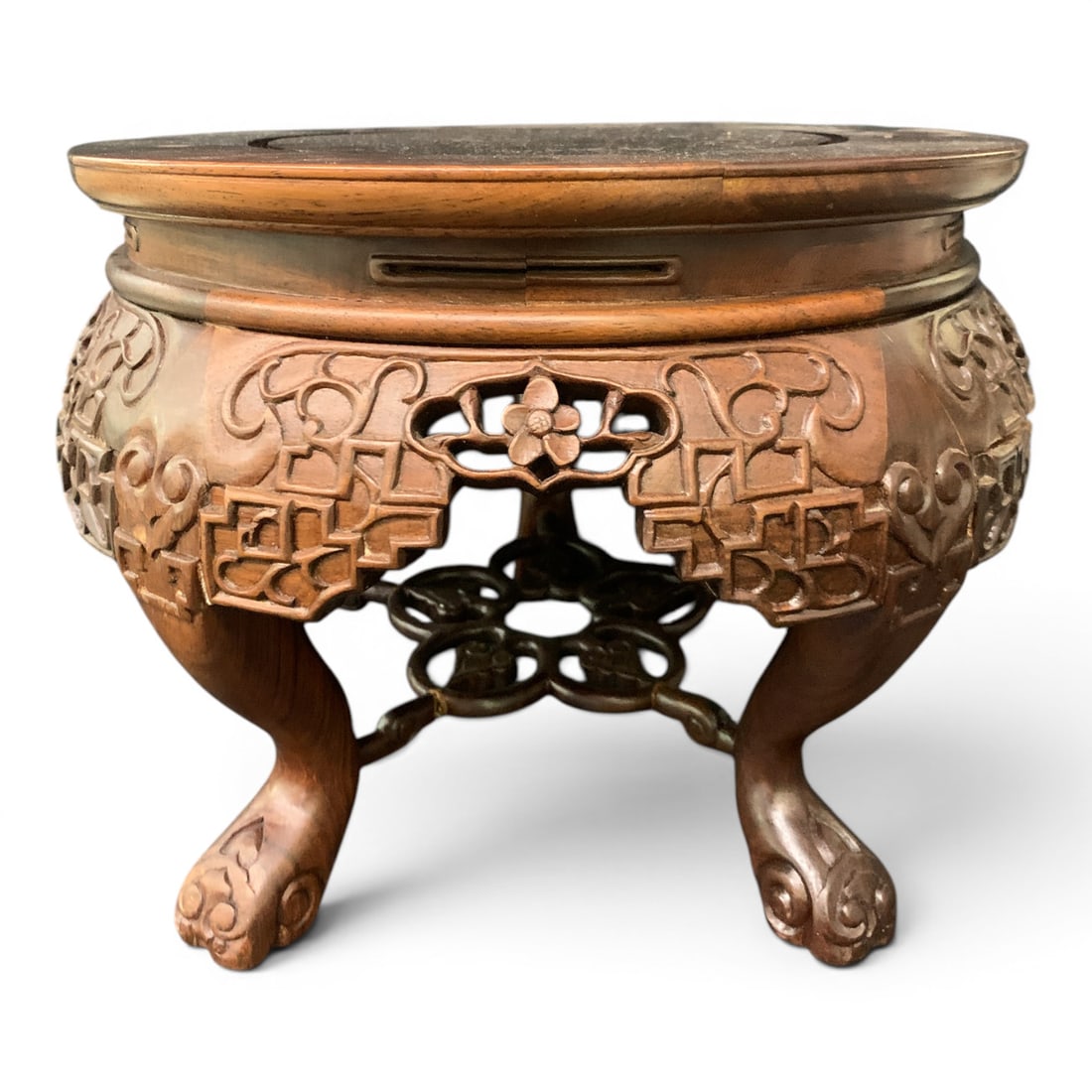 Vintage Carved Wood Footed Stand: Vintage Carved Wood Footed Stand 7 3/4" Tall2 Pieces Of Stand Are Loose - See Photos