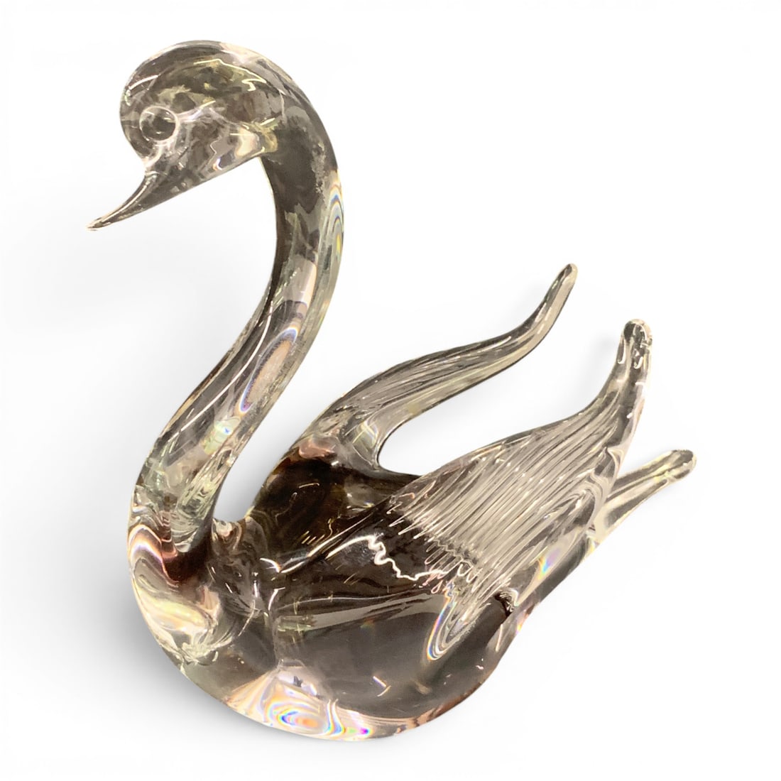 Vintage Granna Glass Mcm Lead Crystal Swan: Vintage Granna Glass Mcm Lead Crystal Swan Handcrafted In Sweden Marked On Tag: Granna Glass, Handmade From Sweden7 1/8" Tall