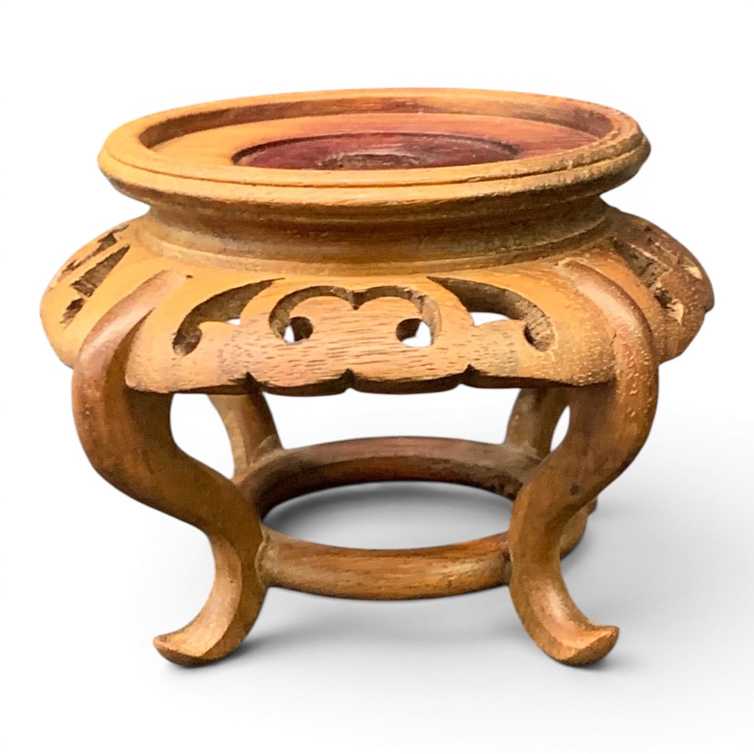 Vintage Carved Wood Footed Stand: Vintage Carved Wood Footed Stand 2 3/4" Tall
