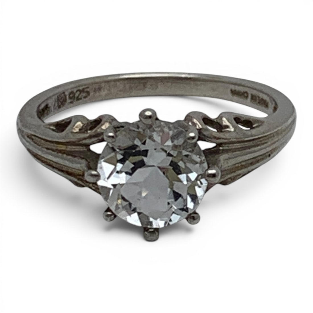 Sterling Silver & Clear Stone Ring - 2