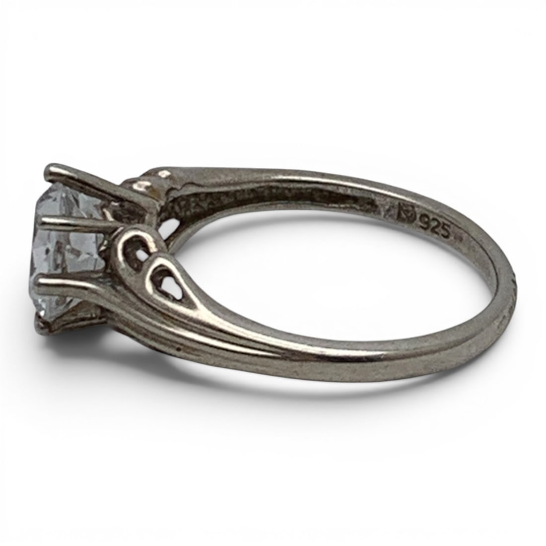Sterling Silver & Clear Stone Ring - 3