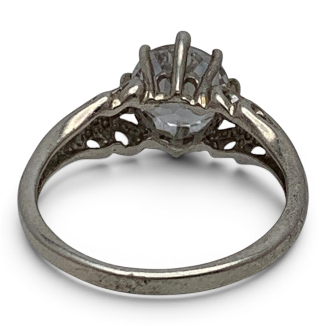 Sterling Silver & Clear Stone Ring - 4
