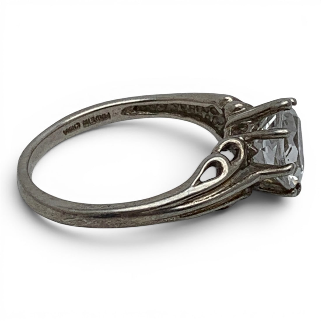 Sterling Silver & Clear Stone Ring - 5