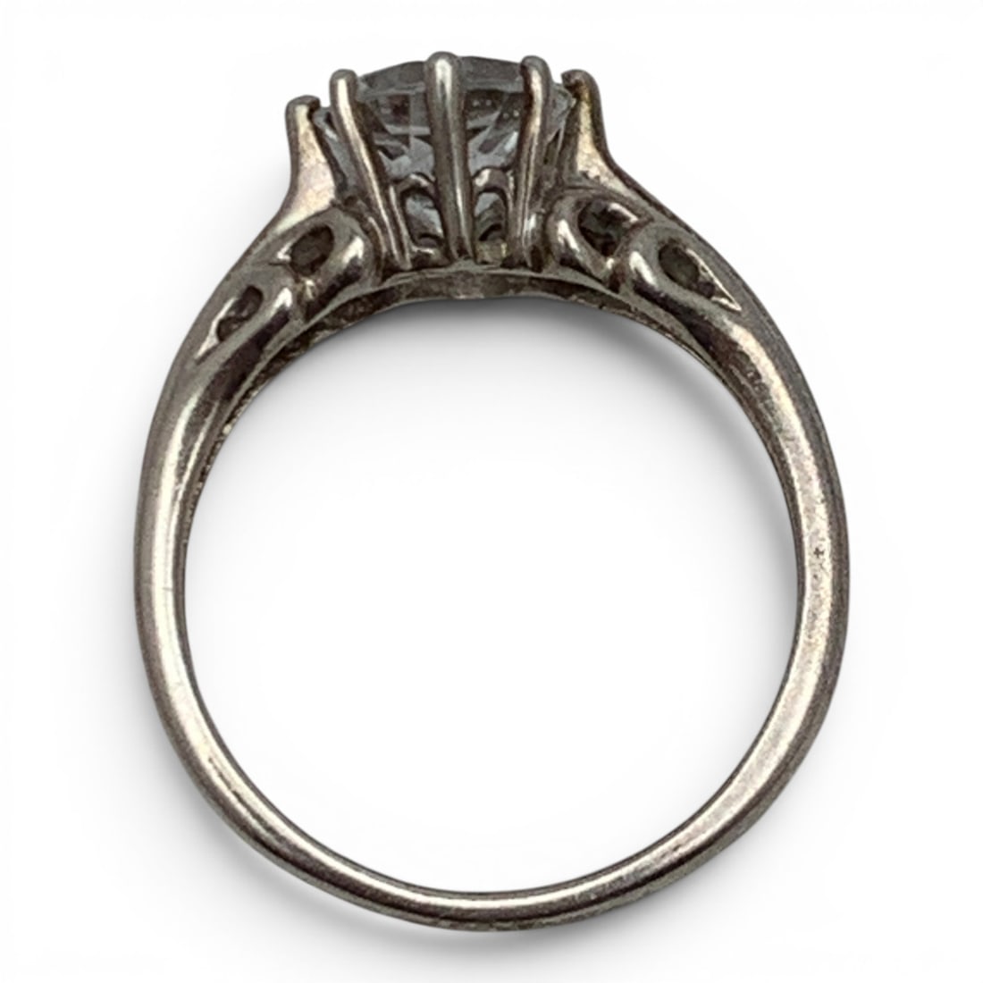 Sterling Silver & Clear Stone Ring - 6