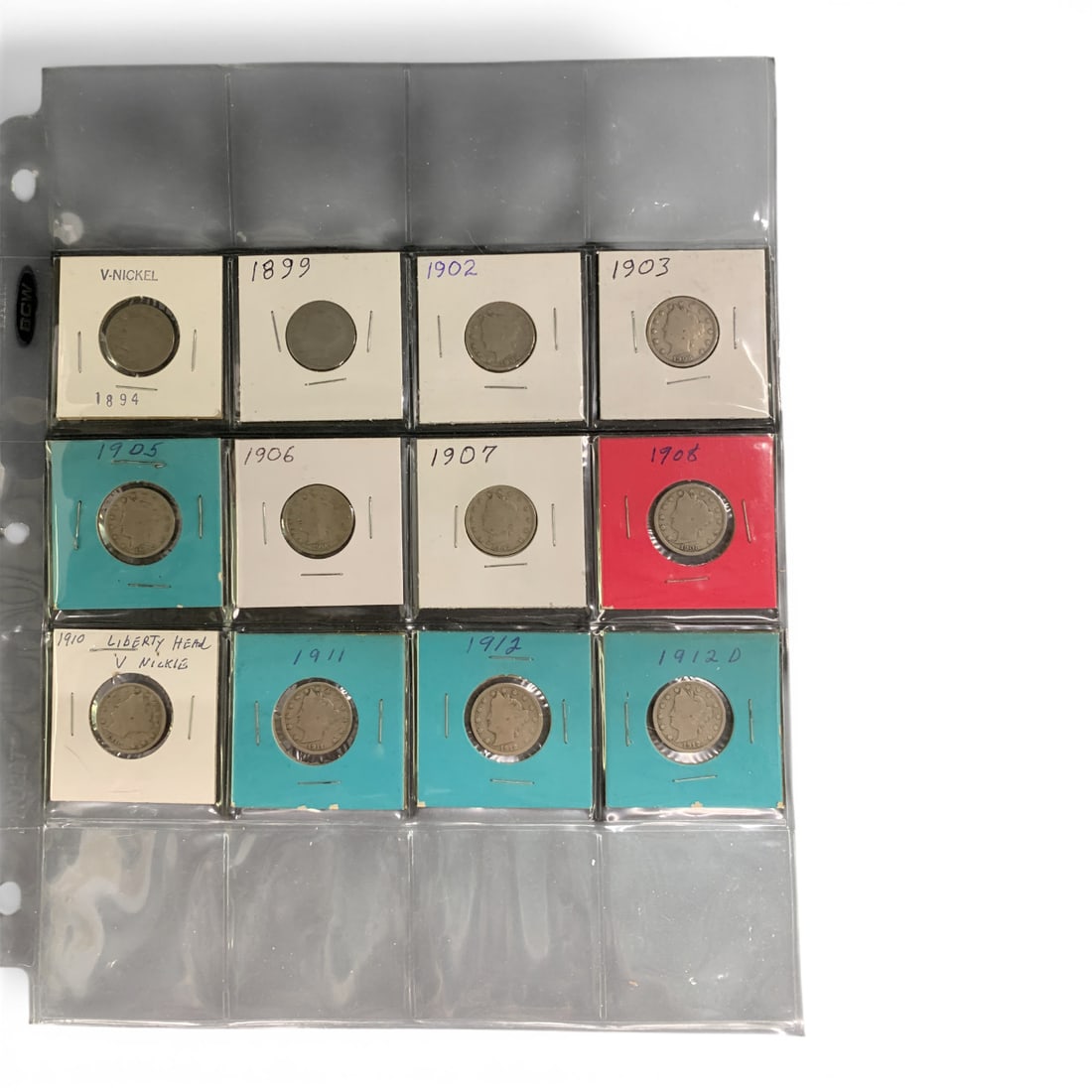 Sheet Of 12 Different V Nickels (1 of 3)