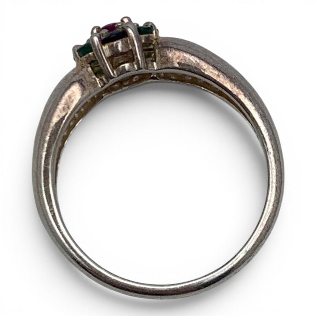 Sterling Silver & Precious Stone Ring - 6