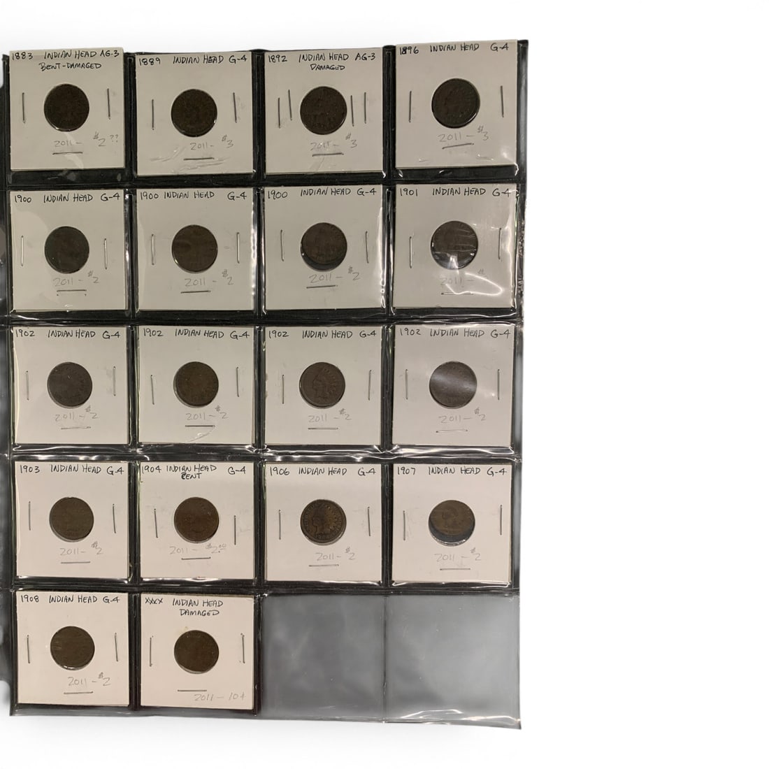 Sheet Of 18 Indian Head Cents: Sheet Of 18 Indian Head Cents Including 1 1883 Indian Head Cent