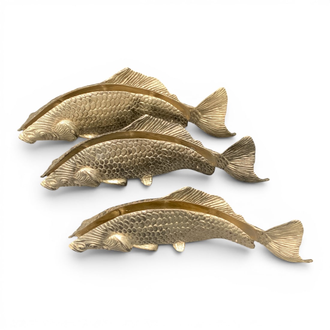 3 Silver Tone Fish Sculptures - 3