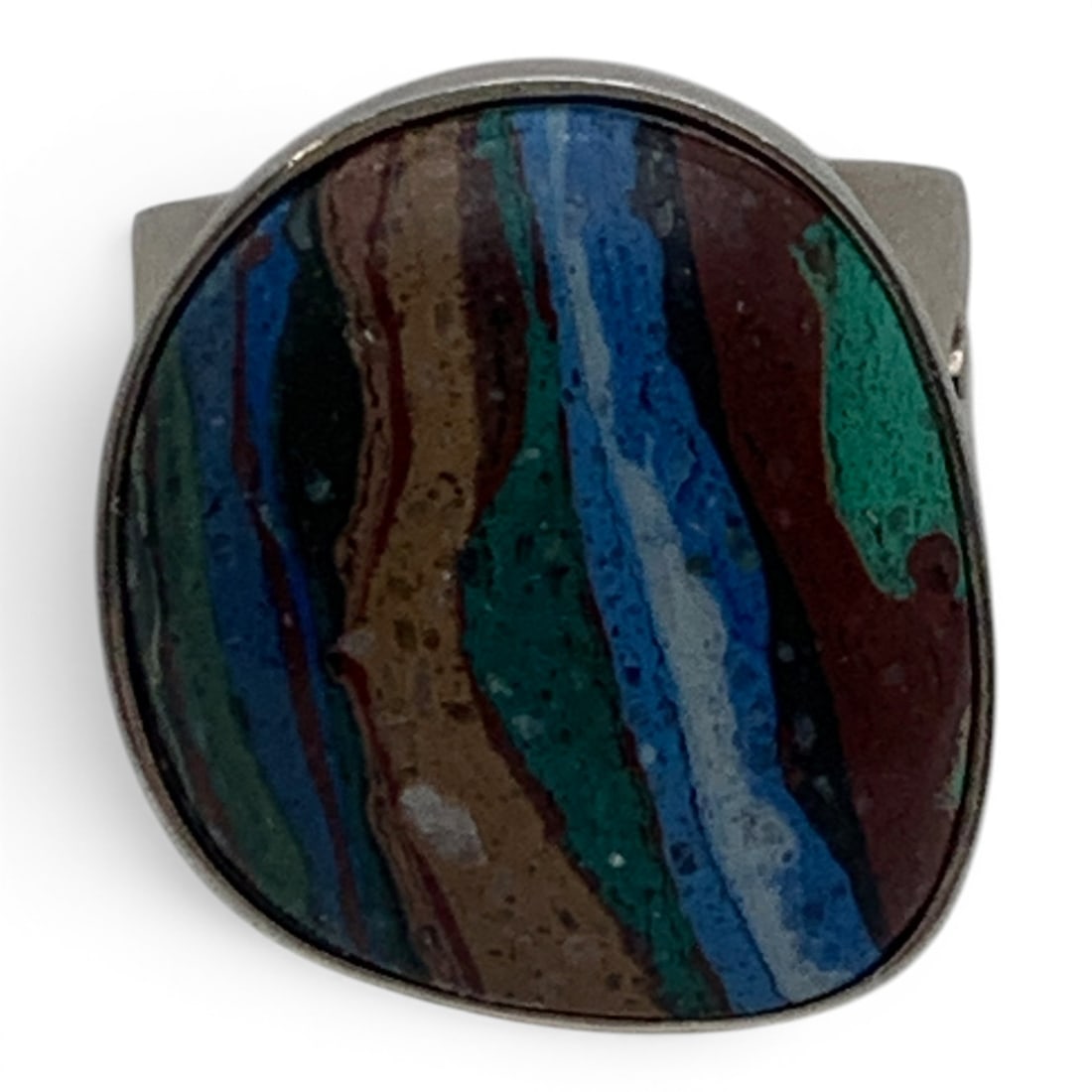 D T R Sterling Silver & Multicolored Stone Ring (1 of 5)