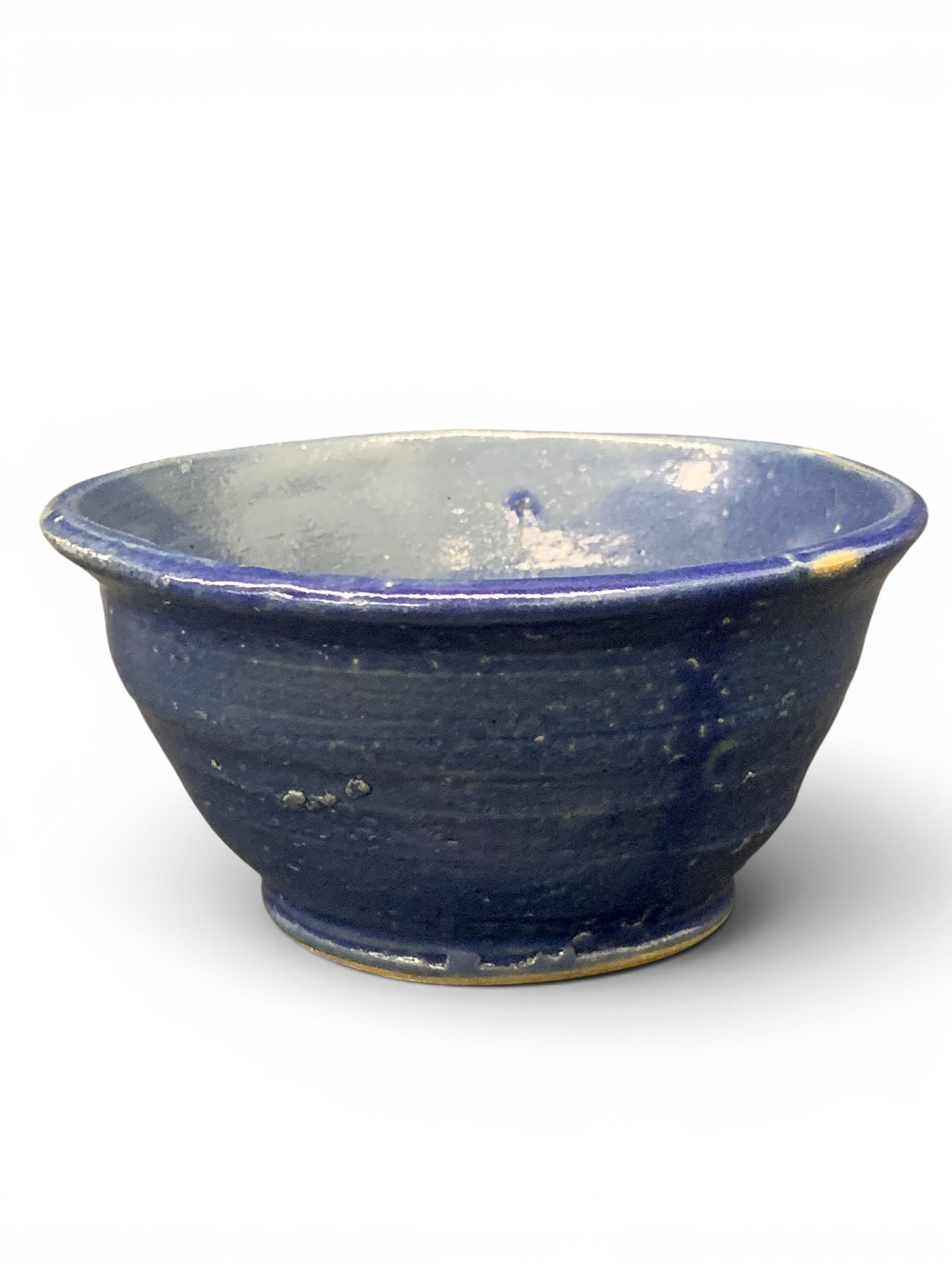 Signed Blue Ceramic Bowl: Signed Blue Ceramic Bowl Featuring A Glazed Finsish2 3/4" Tall