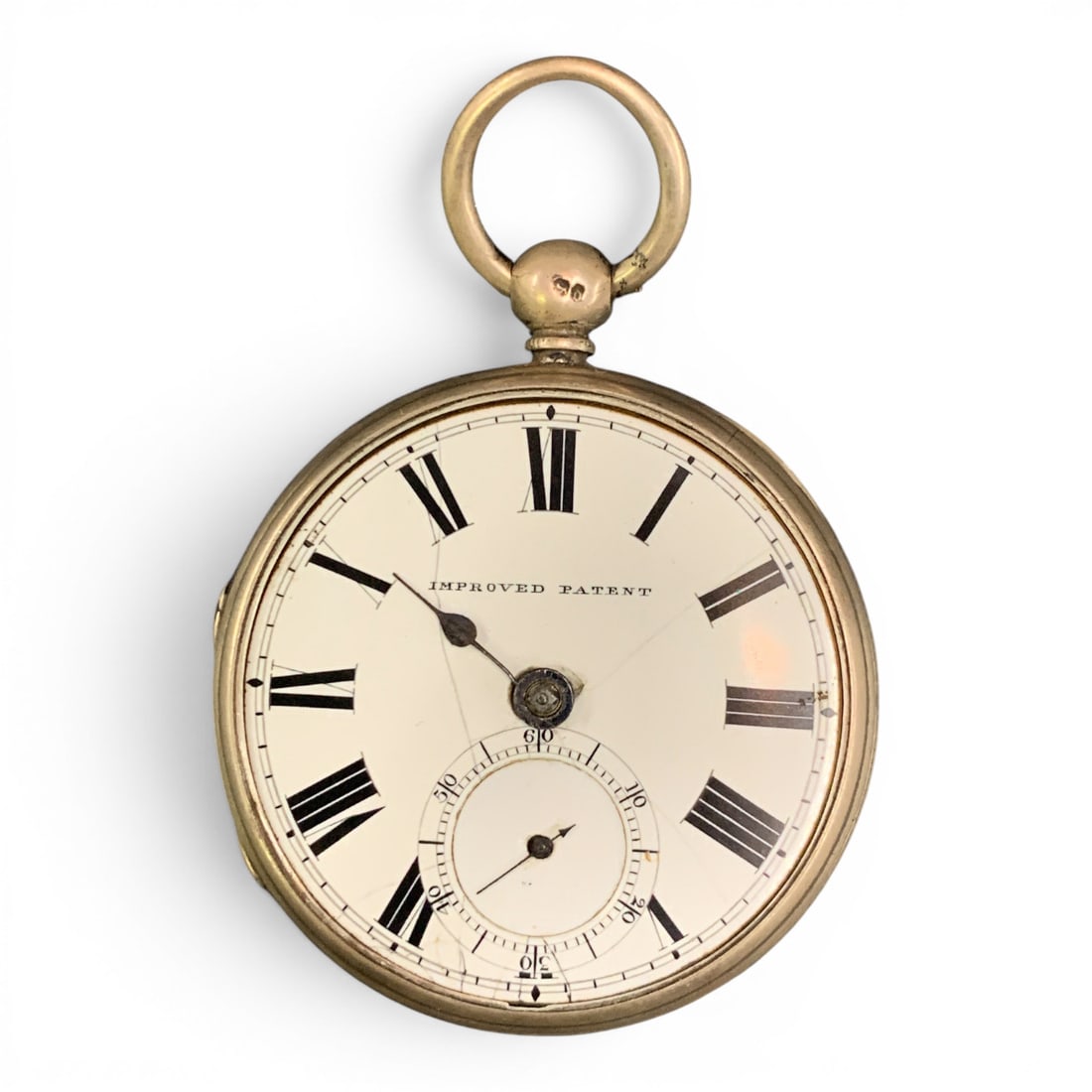 19th Century Fusee Coin Silver Pocket Watch: 19th Century English Fusee Coin Silver Pocket WatchMarked On Face: Improved PatentBears Hallmarks On Inside Case: 2540, 4128.9 Grams - 3" Long Missing Front Crystal, Watch Hand & Key - Front Dial Show