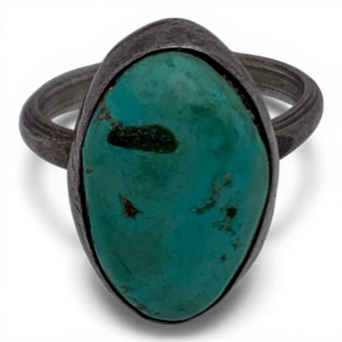 Silver & Turquoise Stone Ring - 5