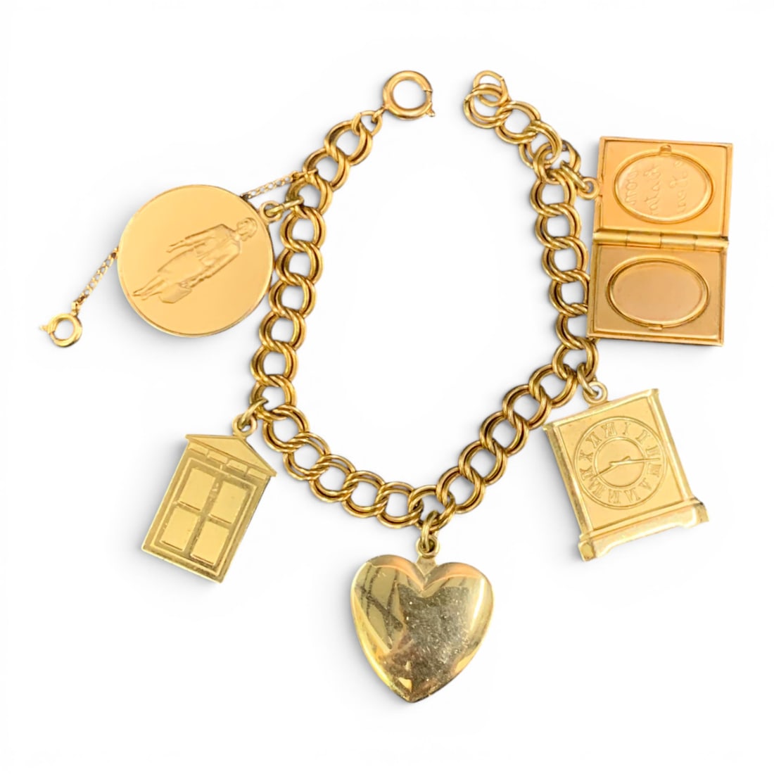 Vintage Gold Tone Charm Bracelet: Vintage Gold Tone Charm Bracelet 7 3/8" Long